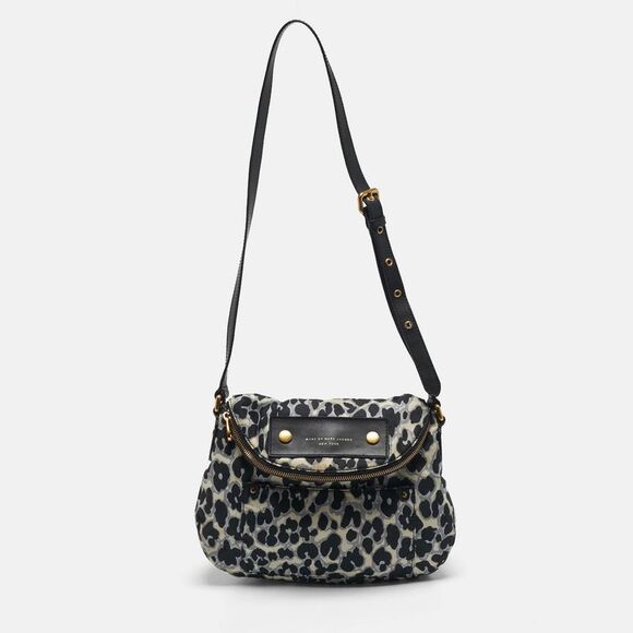 Marc By Marc Jacobs Preppy Natasha Black/white Leopard Print Nylon Crossbody Bag - Picture 1 of 7